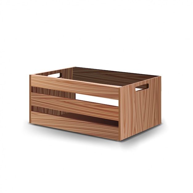 Vector wooden fruit and vegetable box isolated