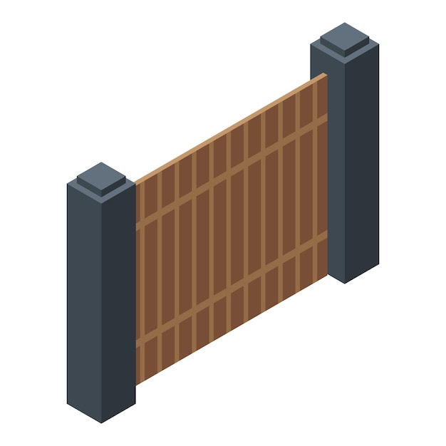 Иконка деревянных ворот Изометрическая иконка вектора деревянных ворот для веб-дизайна изолирована на белом фоне