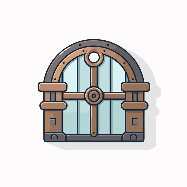 Vector a wooden gate with a circular window