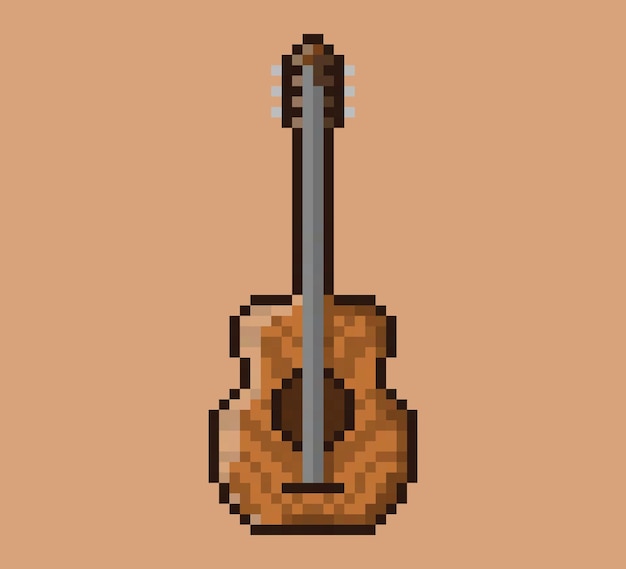 Chitarra in legno con motivo pixel art