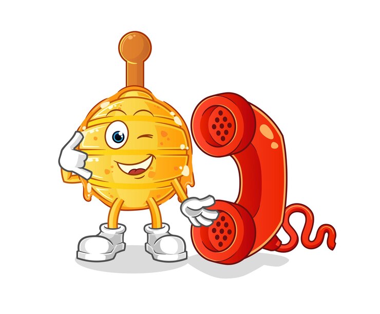 Vector wooden honey dipper call mascot. cartoon vector