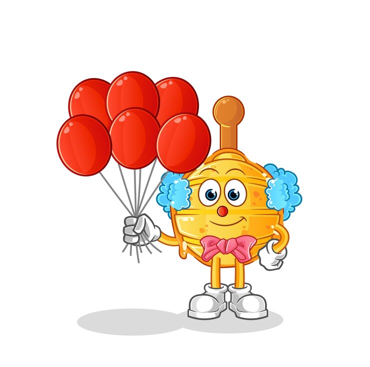 वेक्टर wooden honey dipper clown with balloons vector. cartoon character