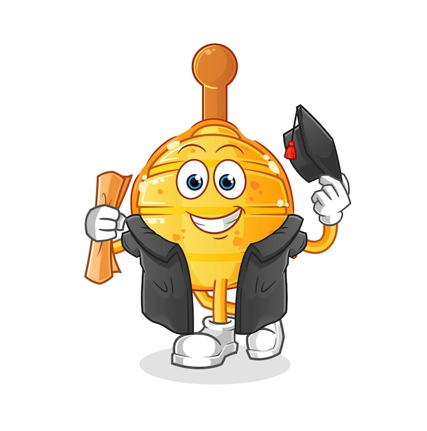 Wooden honey dipper graduation vector cartoon character