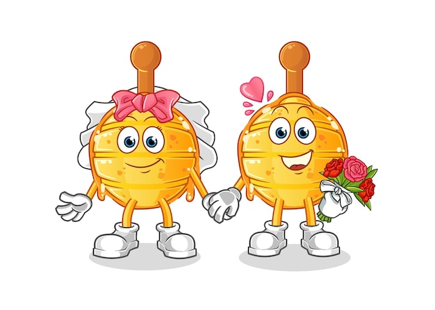 Wooden honey dipper wedding cartoon. cartoon mascot vector