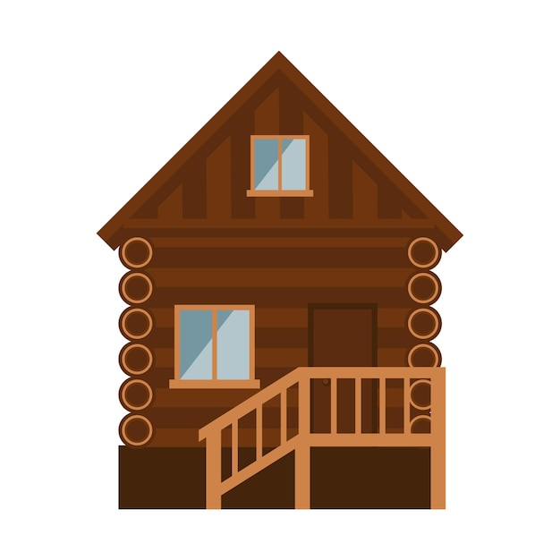 Vector wooden house cartoon vector illustration isolated object