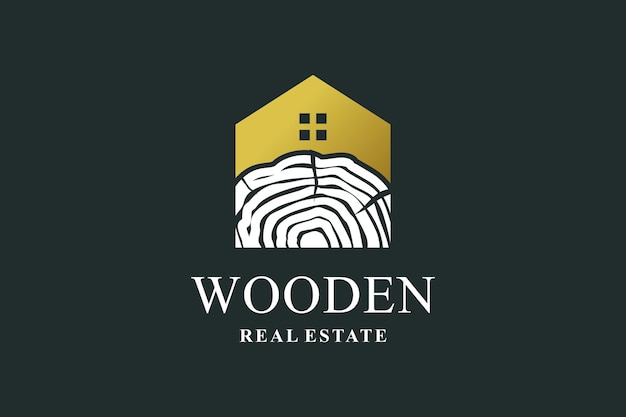 Wooden house design element vector icon with creative unique concept