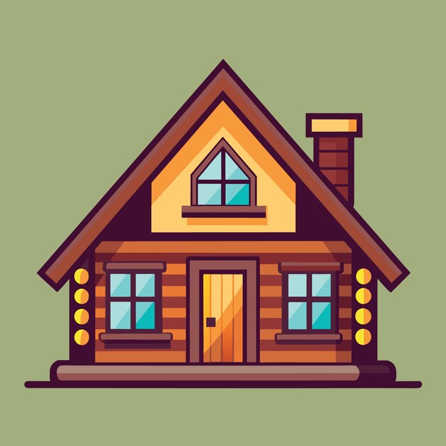 Vector wooden house flat design vector illustration logo for company trademark