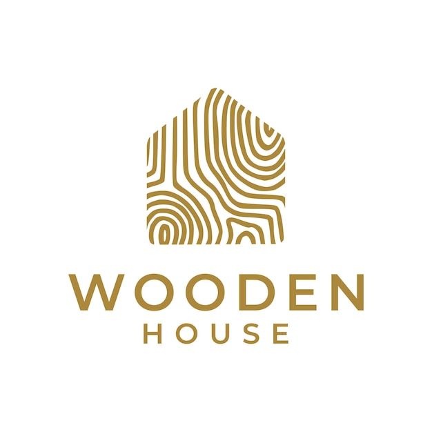 Wooden house real estate logo design template