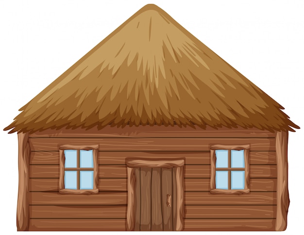 Vector a wooden hut on white background