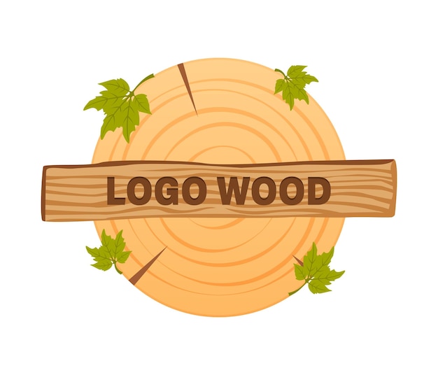 Wooden icons vector wooden sawn rings cut sections of trunk