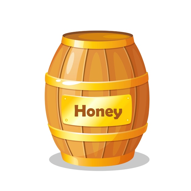 Vector wooden jar of sweet natural honey