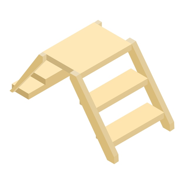 Vector wooden ladder isometric 3d icon isolated on a white background