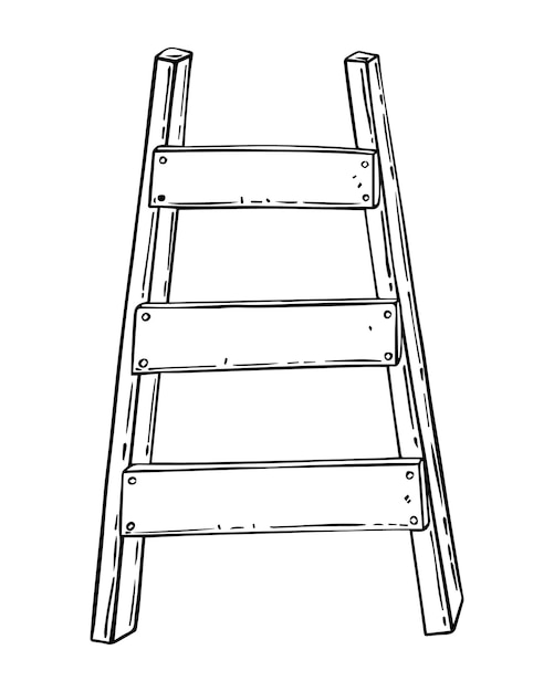 Wooden ladder stepladder doodle linear