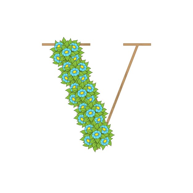Vector wooden leaves letter v