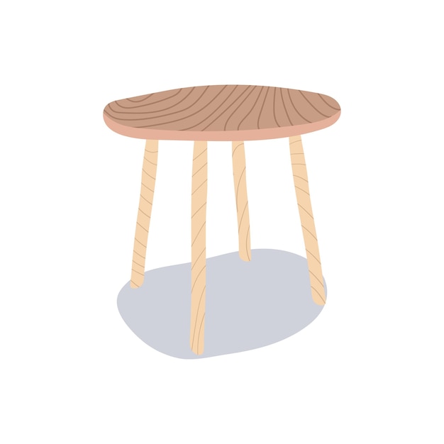 Vector wooden little table. fashionable furniture in scandinavian style interior concept. flat vector illustration. separate object isolated on white background.