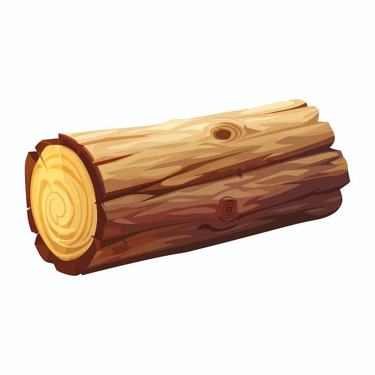 Vector wooden log flat vector illustration
