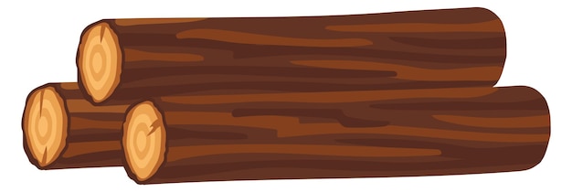 Vector wooden logs icon cartoon lumber hardwood cut