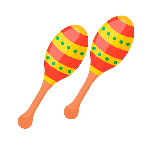 Vector wooden maracas. children's toy. icon isolated on white background. for your design.