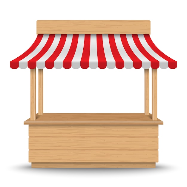 Vector wooden market stand stall