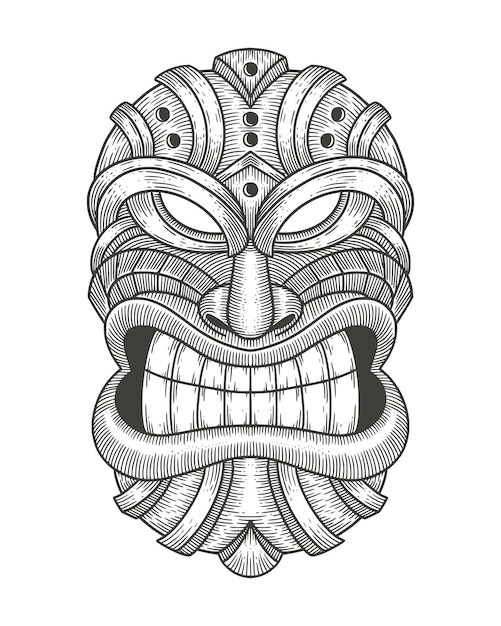 Vector a wooden mask of a traditional thai culture