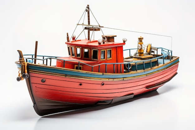 Premium Vector  Wooden miniature fishing trawler boat isolated