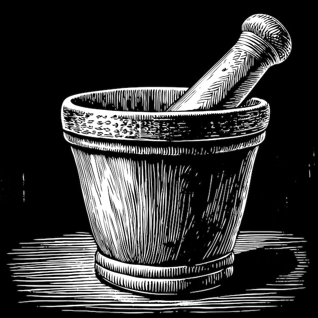 a wooden mortar and pestle sits in a bowl