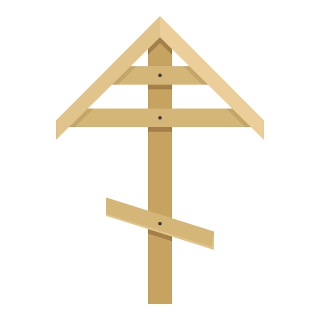 Vector wooden ortodox cross vector flat cemetery icon