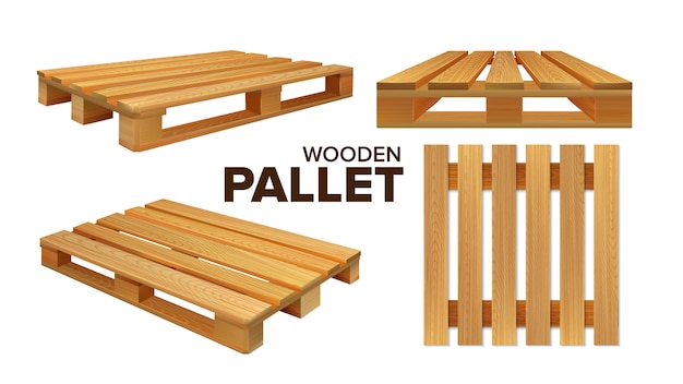 Insieme di raccolta di diverse dimensioni di pallet di legno