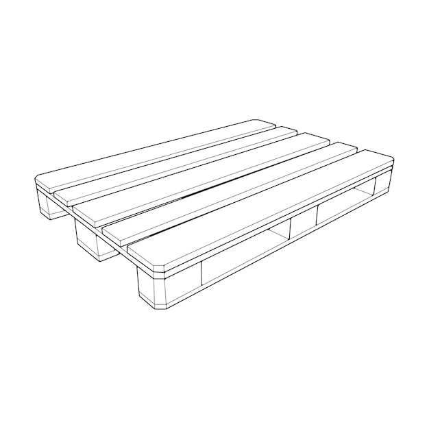 Illustrazione vettoriale di pallet in legno su sfondo bianco contenitore in legno con profilo isometrico isolato pallet in legno con profilo vettoriale isometrico