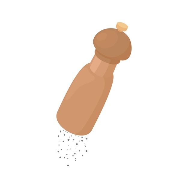 Vector wooden pepperbox icon in cartoon style on a white background