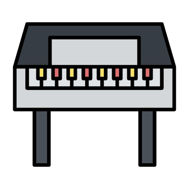 Vector wooden piano flat illustratie