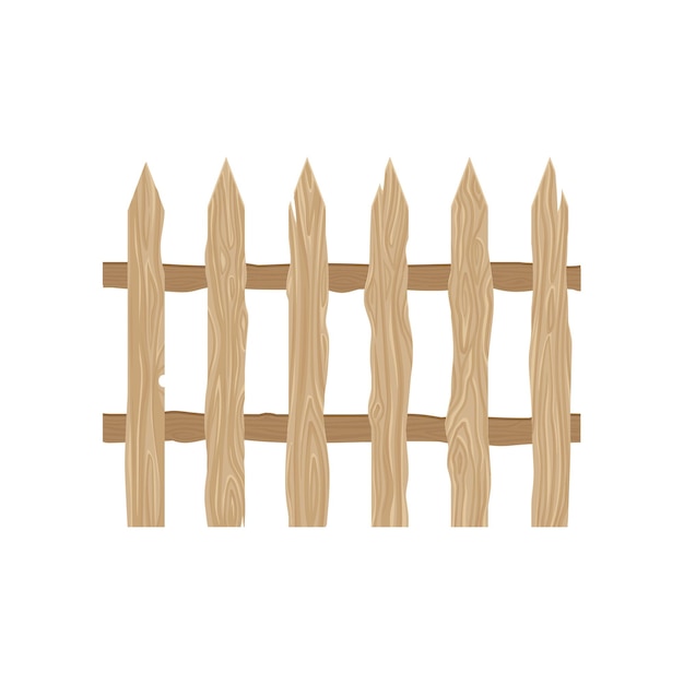 Vector wooden picket fence protective barrier for farm house garden vector illustration on a white background