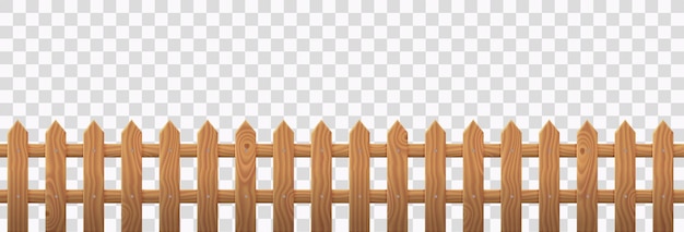 Wooden picket fence for rustic garden house backyard or farm