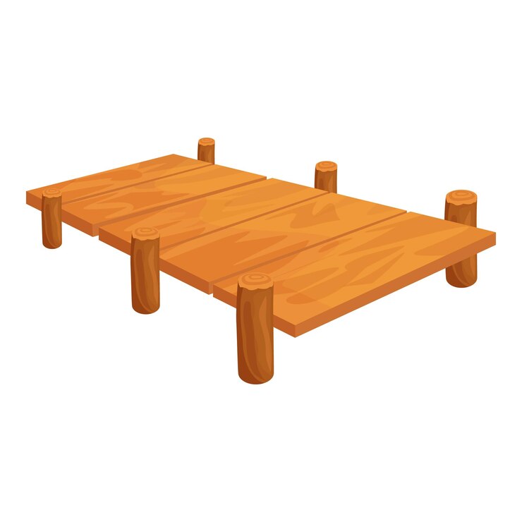 Vector wooden pier standing on stilts above the water