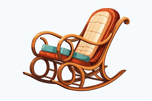 Vector the wooden rocking armchair vector drawing the rocking chair vector illustration on white