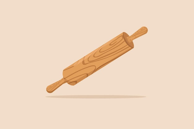 Wooden rolling pin Kitchen appliance concept Flat vector illustration isolated