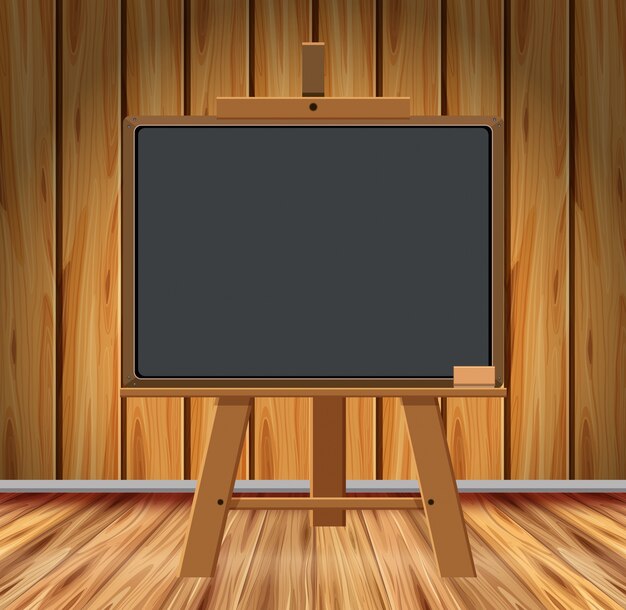 Vector wooden room with chalkboard