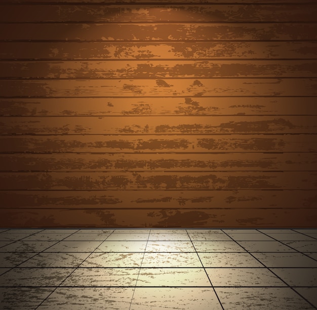 Vector wooden room with light floor