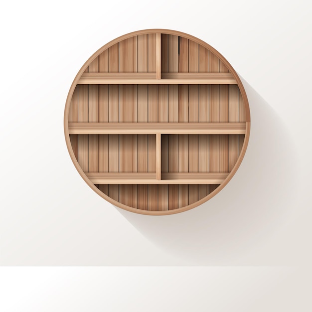 wooden shelves mock up empty shelf design on wall background