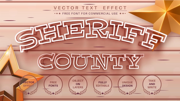 Wooden Sheriff County Editable Text Effect, Font Style