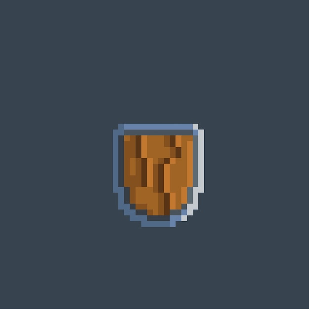 wooden shield in pixel style