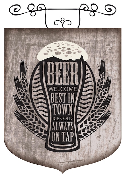 wooden sign for beer pub