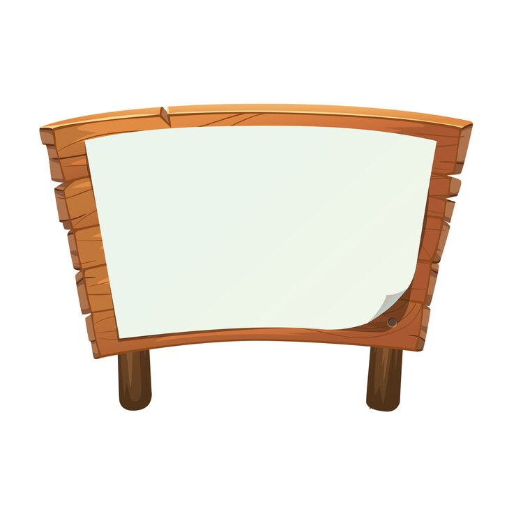 Vector wooden sign and board cartoon style