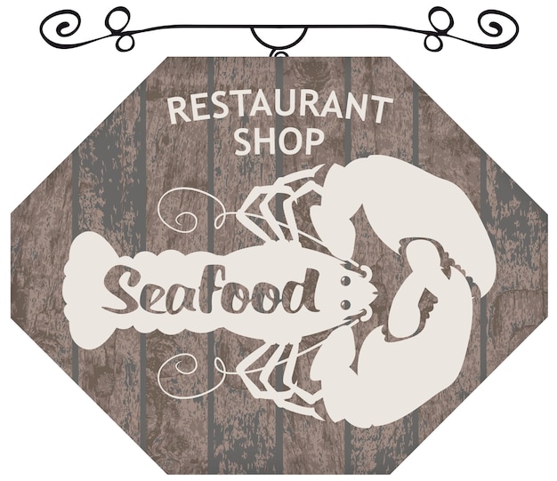 wooden sign for seafood restaurant