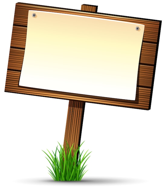 Vector wooden sign with paper scroll