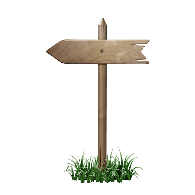 Vector wooden signboard in a grass.