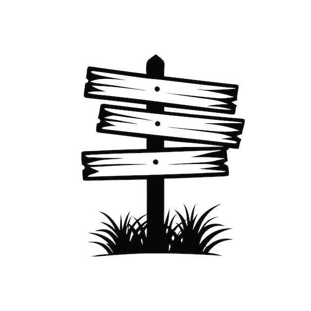 Wooden signpost vector silhouette 3