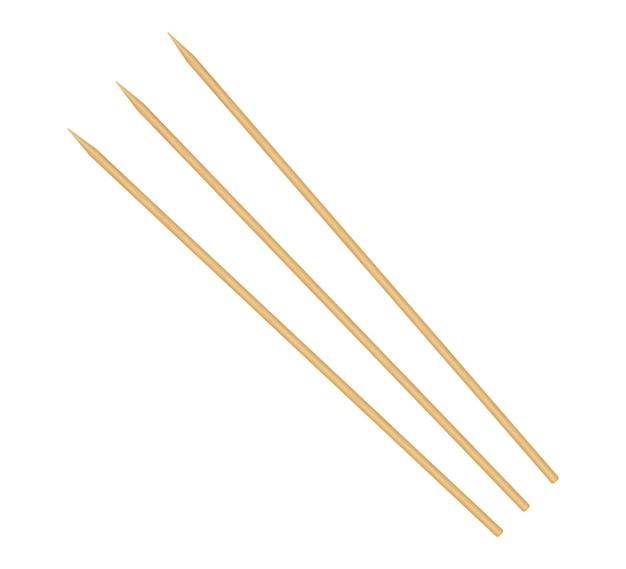 Деревянный шампур с заостренным кончиком одноразовый бамбуковый тонкий длинный шампур палочки для еды китайские палочки для еды деревянная зубочистка изолированная реалистичная векторная иллюстрация на белом фоне
