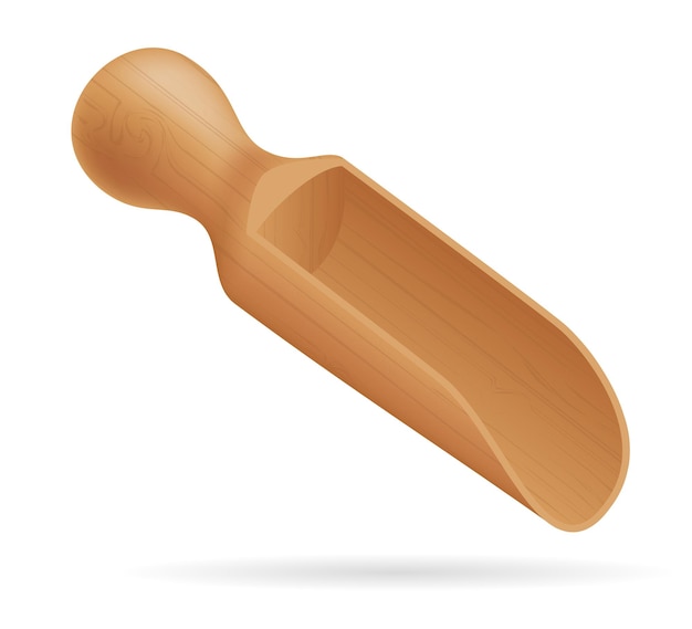 Wooden spice scoop on white