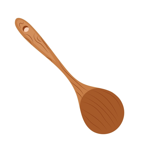 Wooden spoon isolated on white background Simple vector illustration